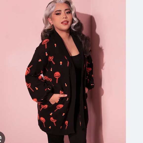 Vixen by Micheline Pitt Sweaters - Vixen TRICK R TREAT™ Candy Corn Cardigan - XL/2XL